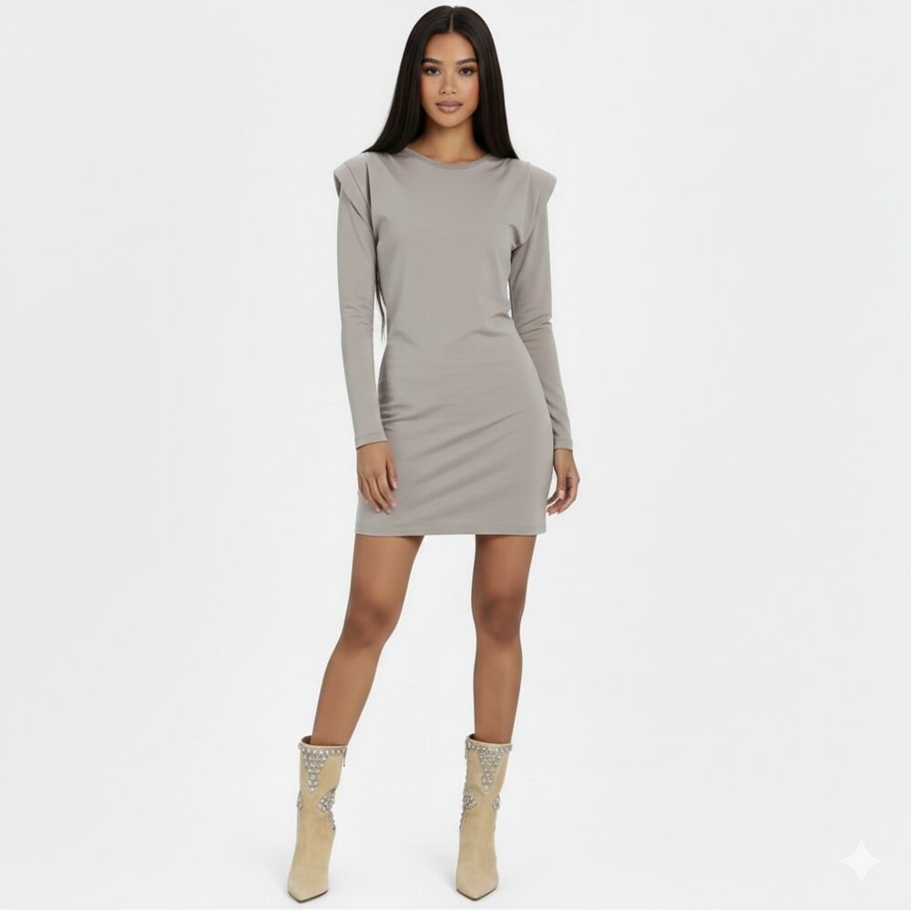 ST ROCHE ECHO STRUCTURED PADDED SHOULDER LONG SLEEVED BODYCON MINI DRESS - NWT